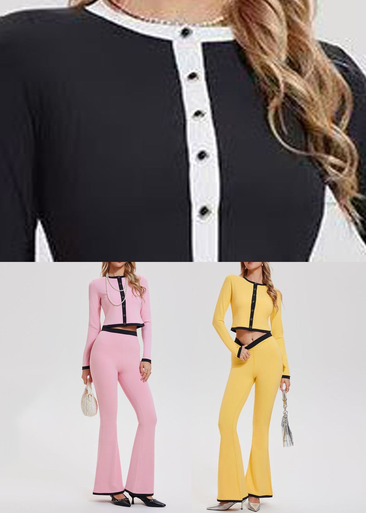 Yellow High Waist Tennis Sportswear Two-Piece Set Long Sleeve