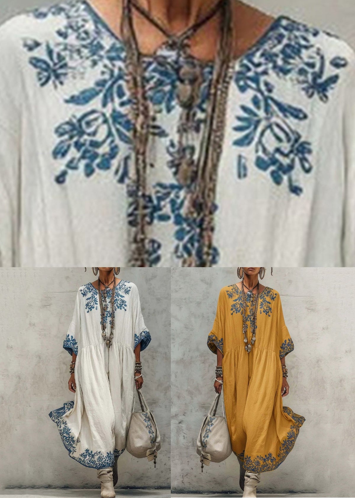Yellow O-Neck Patchwork Maxi Dress Summer