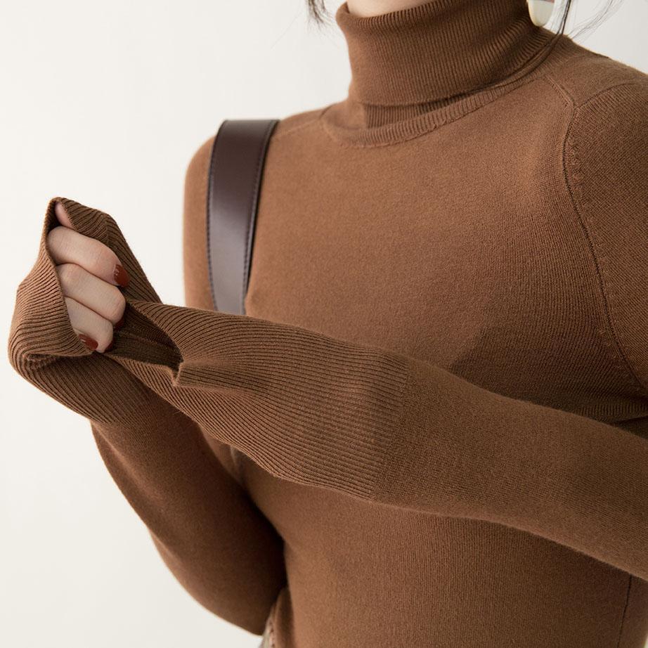 cozy chocolate winter sweater casual high neck knitted tops boutique knitted sweaters