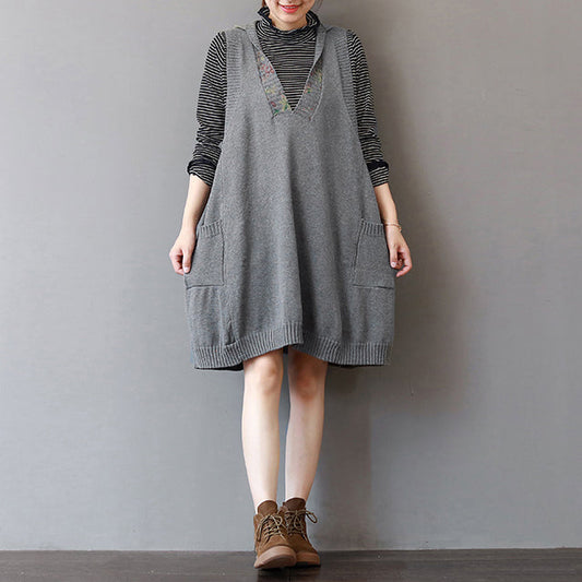 cozy green sweater dress trendy plus size sleeveless pullover sweater casual hooded dress