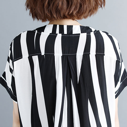 fashion striped cotton linen dresses plus size short sleeve gown 2018 v neck cotton linen dress