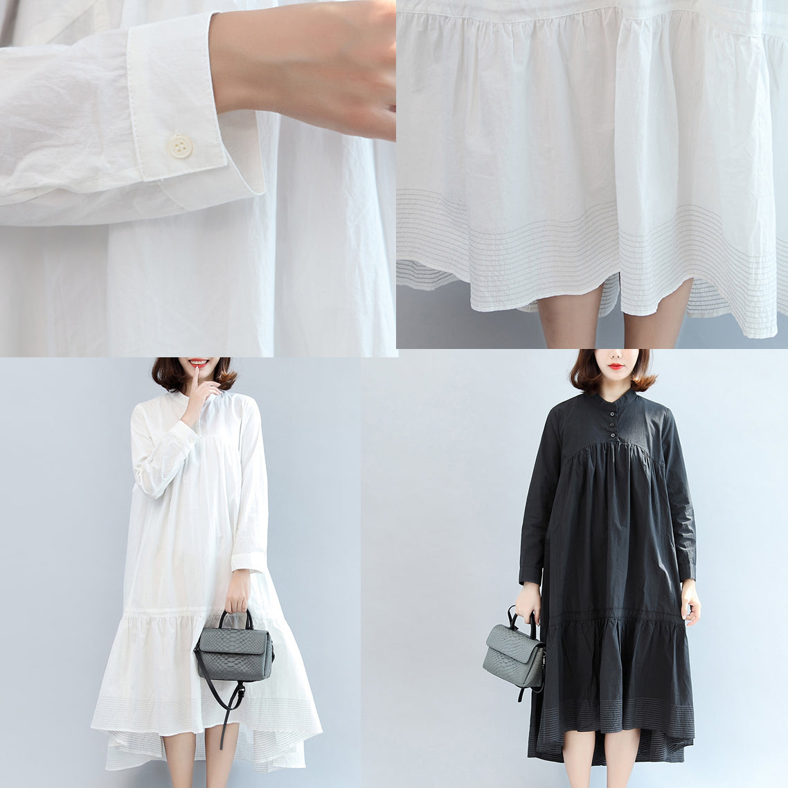 new fall white casual cotton plus size women dress long sleeve maxi dress