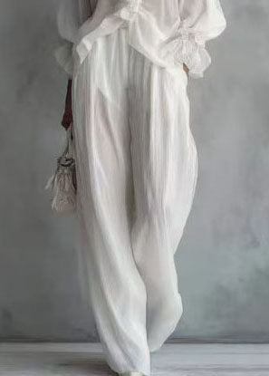 omen White Ruffled Cotton Women Sets 2 Pieces Fall