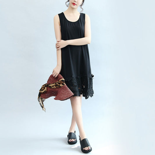 summer black stylish cotton sundress oversize casual dresses o neck maxi dress