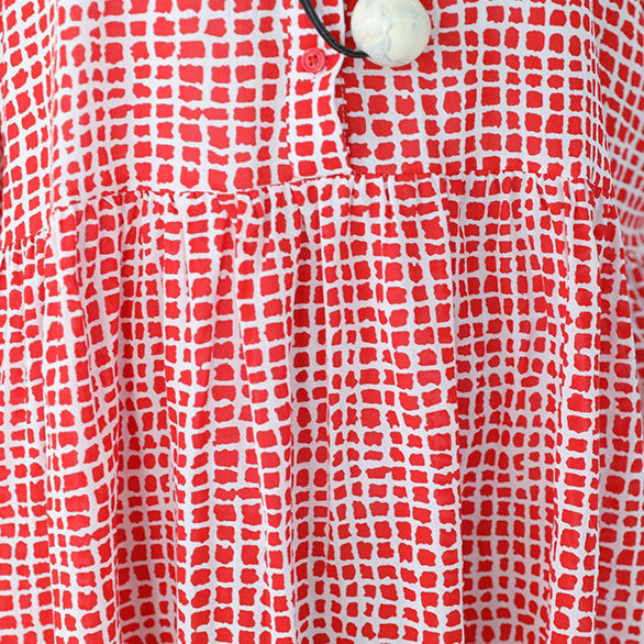 fine black plaid pure cotton dress plus size clothing shirt dress boutique lapel collar bracelet sleeved natural cotton dress