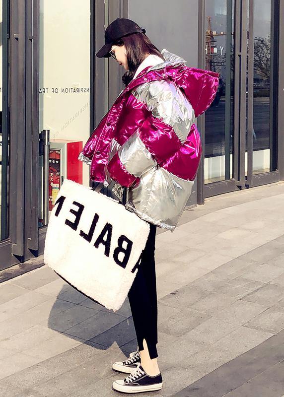 fine trendy plus size winter jacket overcoat rose hooded Cinched down coat winter - SooLinen