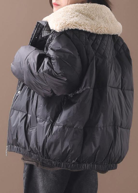 fine trendy plus size winter jacket winter coats black warm zippered women short outwear - SooLinen