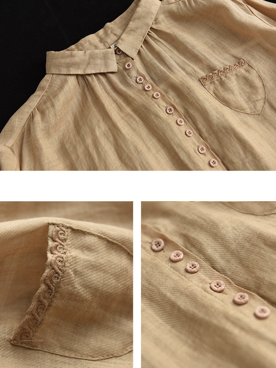 Loose Ramie Casual Summer Women Shirt