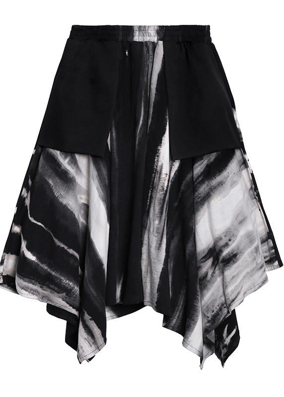 A-line skirt autumn and winter women's large high waist irregular black tie dye skirt
