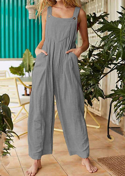Beautiful Pockets Patchwork Button Jumpsuit pants