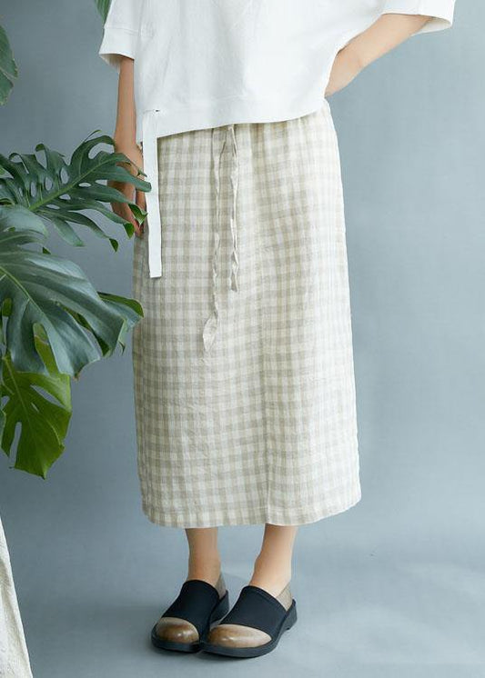 Boho Black Plaid Pockets Fall Tie Waist Skirt