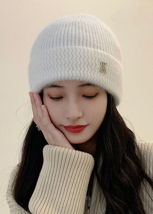 Casual Pink Cashmere Thick Knitted Cotton Bonnie Hat