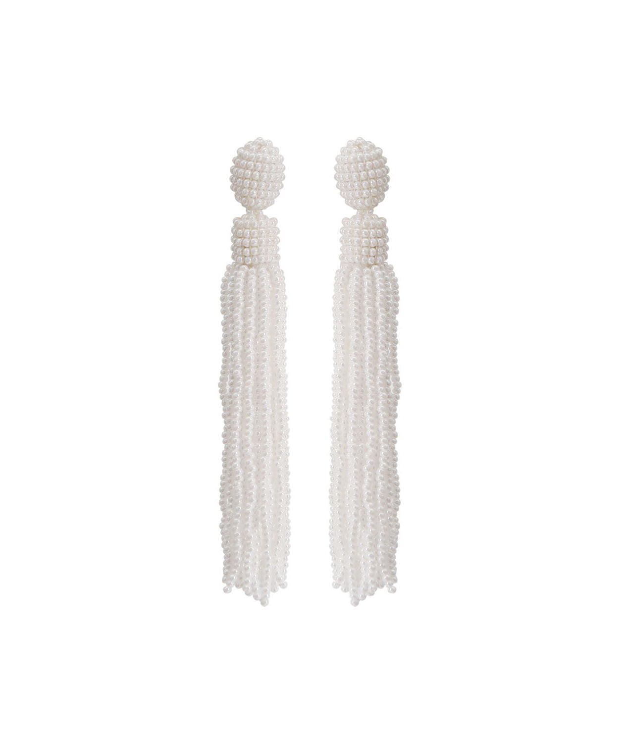 Chic White Hand Knitting Rice Ball Tassel Drop Earrings