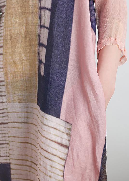 Chic v neck pocketys dresses Photography pink striped Dress