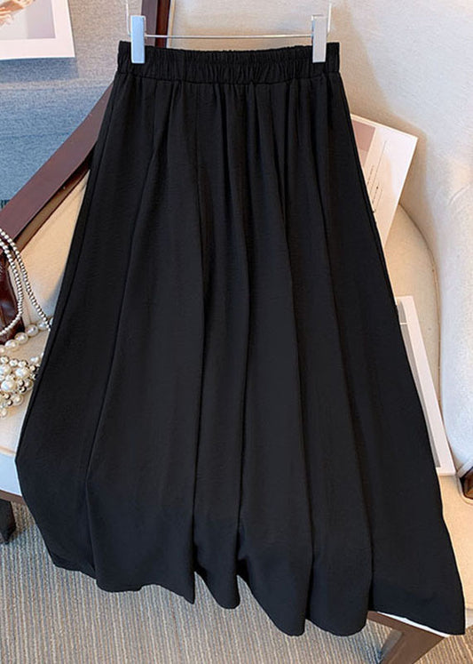 Classy Blue Wrinkled Elastic Waist Patchwork Chiffon Skirts Summer