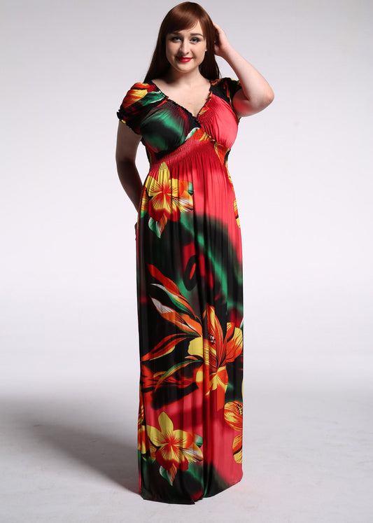 Classy V Neck Patchwork Wrinkled Ice Silk Maxi Beach Dresses Summer