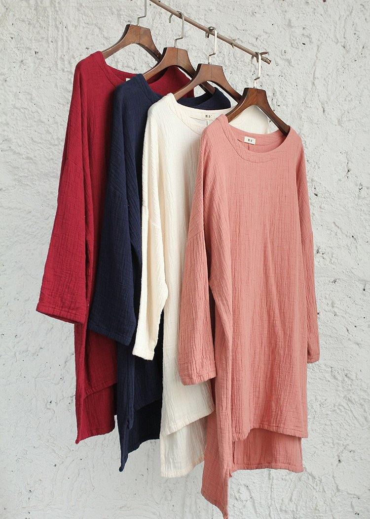DIY Pink Low High Design U Neck Shirt Tops Spring