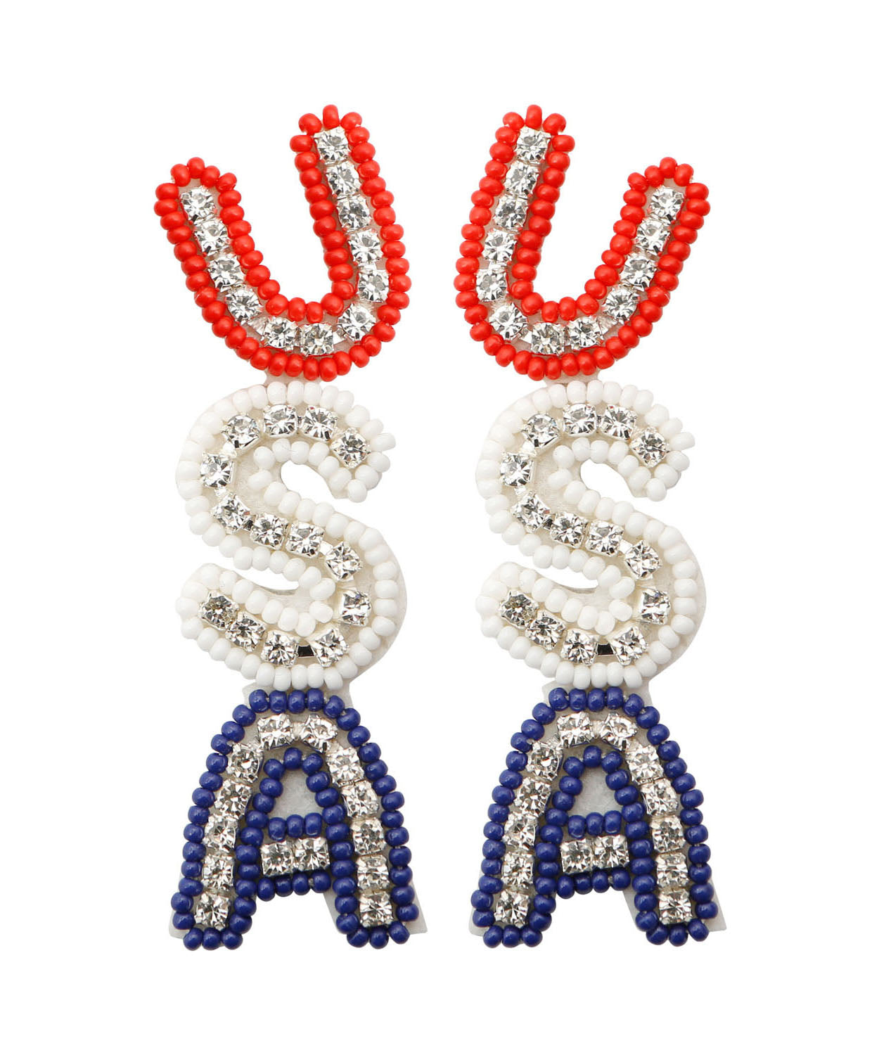 DIY Zircon Graphic Knit Fabric Rice Ball Drop Earrings