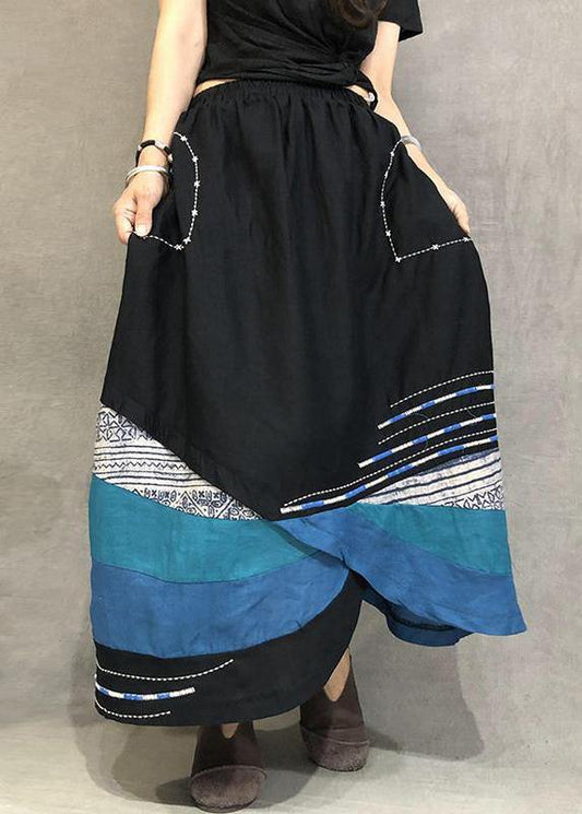 Elegant linen skirrts Vintage Summer Thin Breathable Color Matching Loose Irregular Skirt