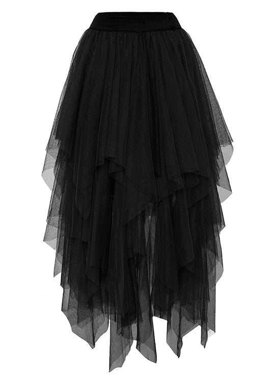 Fashion Black Tulle Asymmetrical A Line Fall Skirt