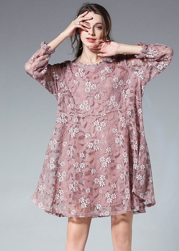 Elegant Fall Lace Dress Plus Size Clothing