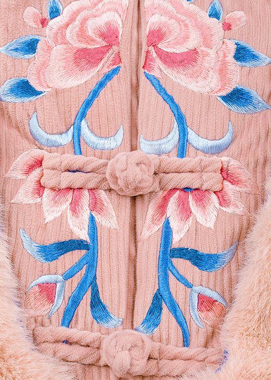 Italian pink fine crane coats pattern embroidery outwears