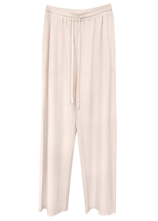 Loose Black Peter Pan CollarTops And Apricot Pants Cotton Two Pieces Set Fall