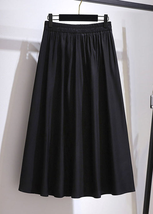 New Black Wrinkled High Waist Patchwork Cotton Skirt Fall
