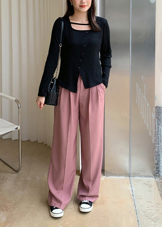 Organic Brown Oversized Draping Spandex Straight Pants Fall