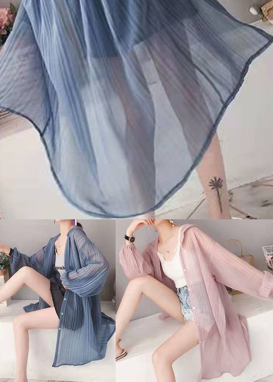 Pink Button Silk Casual Cardigan Long Sleeve