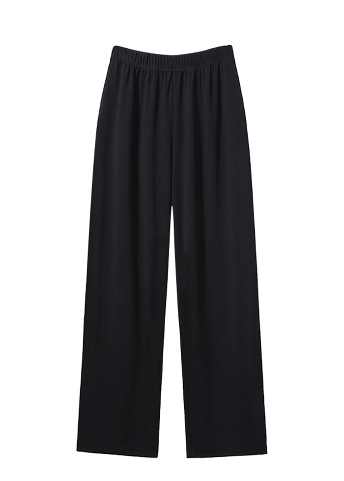 Plus Size Black Oversized Draping Spandex Wide Leg Pants Fall