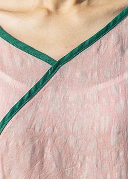 Simple pink linen Robes v neck Extra large hem Maxi summer Dresses