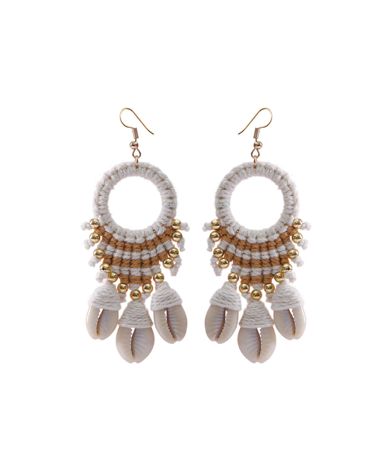 Style Coffee Cotton Thread Shell Holidays Drop Earrings