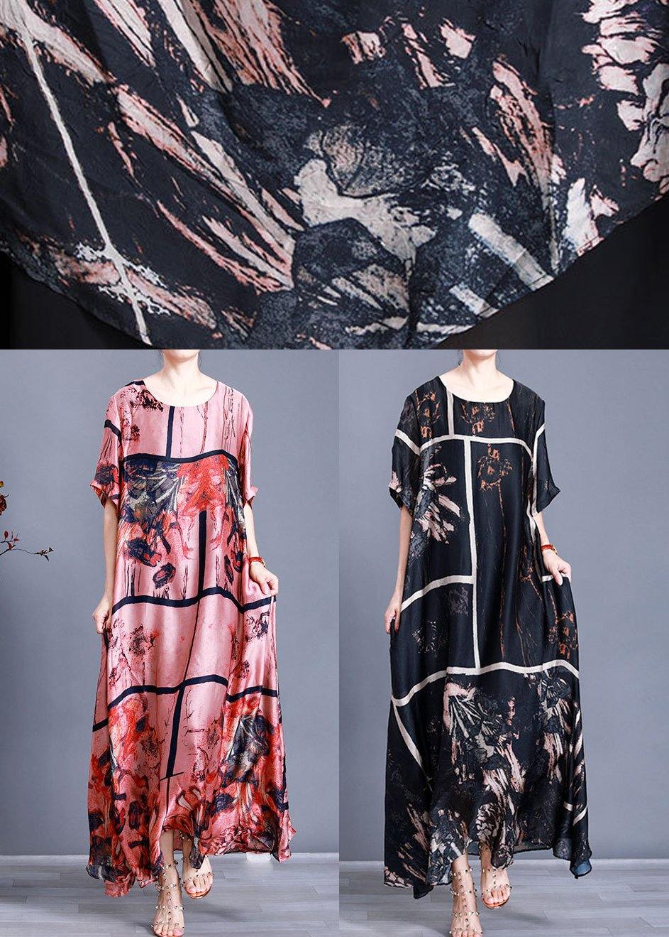 Luxy Pink Chiffon Maxi Dress Plus Szie Print Summer Dress