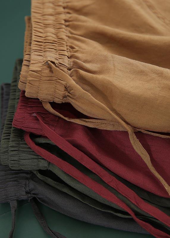 Style Yellow Pockets A Line Summer Linen Skirts