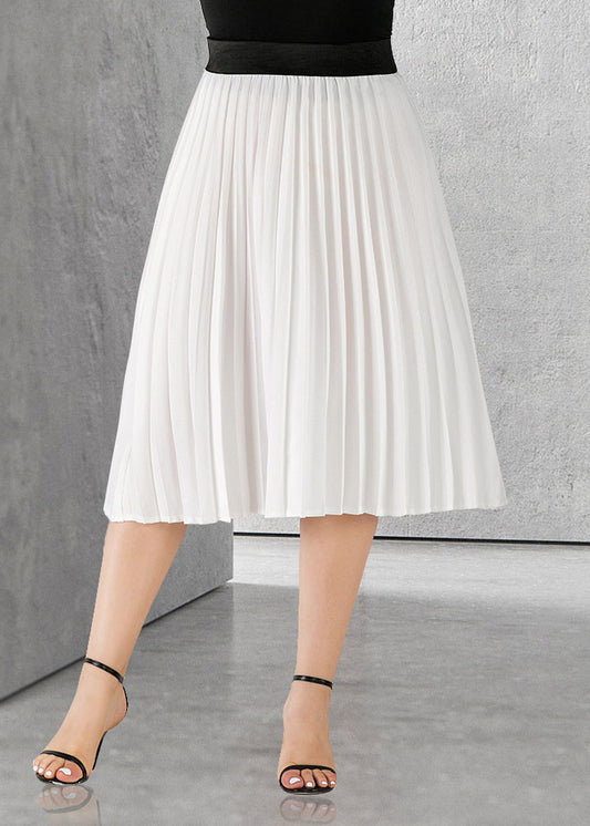 Women Apricot Wrinkled Elastic Waist Patchwork Chiffon Skirts Summer