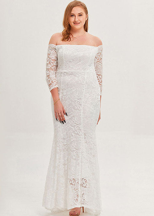 Women White Cold Shoulder Patchwork Lace Long Dresses Summer