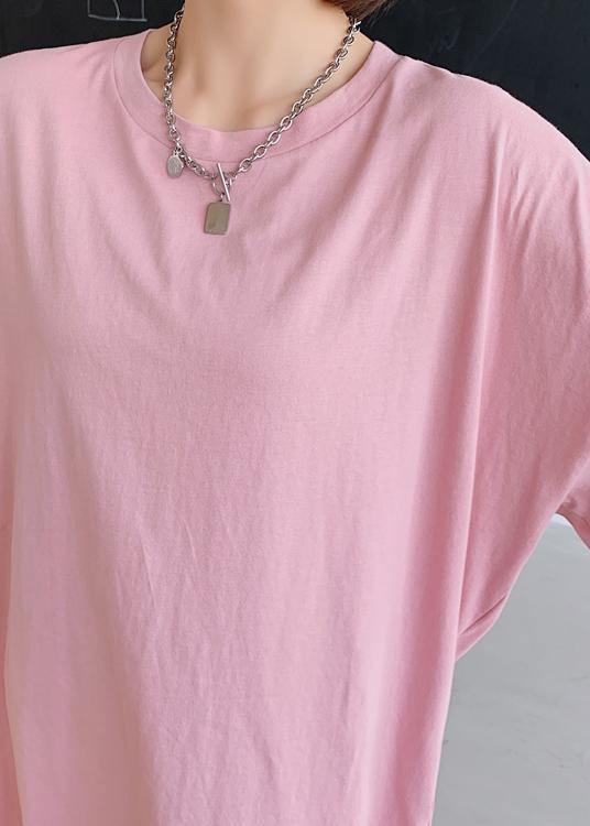 Women pink dress o neck low high design Dresses summer Dress