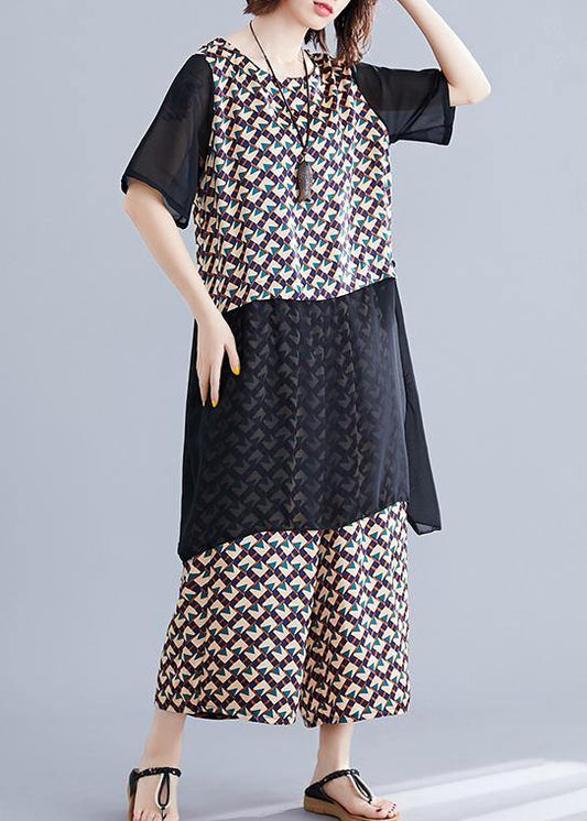 Women's clothing covering the belly nude wide-leg pants women's two-piece suit for fat women