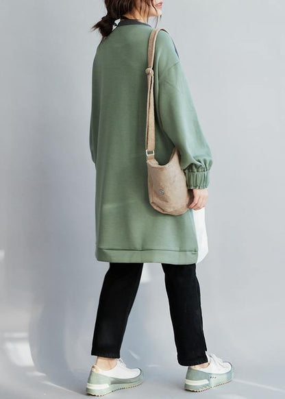 100% O Neck Cotton spring Clothes Women Work Outfits Patchwork Dress - SooLinen