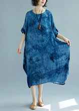 Load image into Gallery viewer, 2019 green long linen dress plus size O neck floral linen clothing dresses casual short sleeve baggy dresses linen caftans