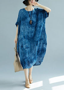 2019 white long linen dress plus size O neck floral linen clothing dresses casual short sleeve baggy dresses linen caftans