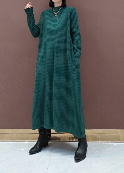 Chunky O Neck Sweater Dress Outfit Vintage Funny Knitted Dress - SooLinen