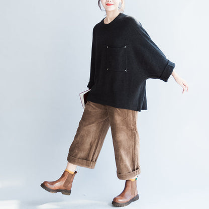 2025 autumn cotton sweaters oversize o neck batwing sleevele knitted sweaters