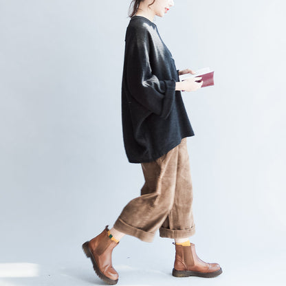 2025 autumn cotton sweaters oversize o neck batwing sleevele knitted sweaters