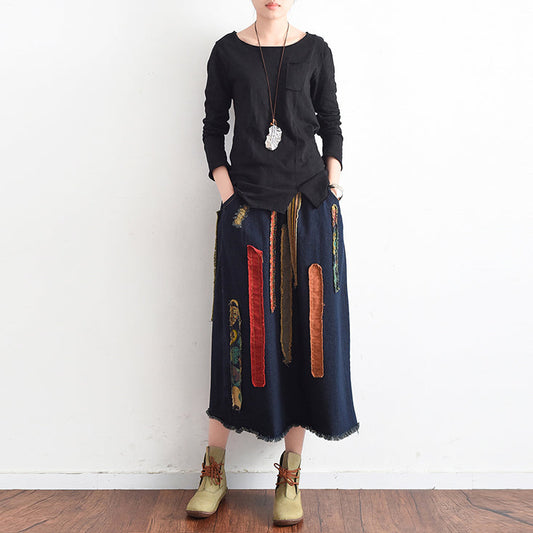 2025 autumn tunic cotton shirts black long sleeve woman tops blouse side open