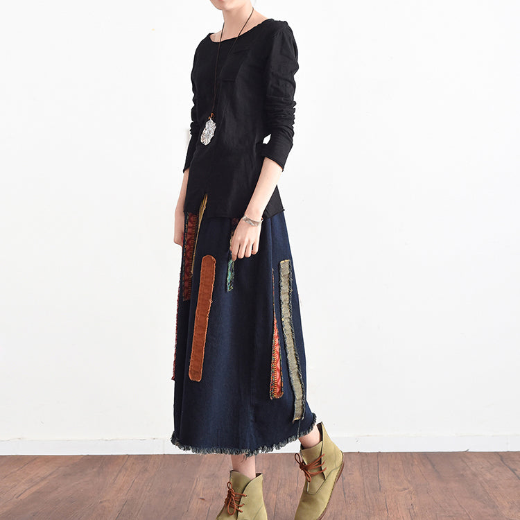 2025 autumn tunic cotton shirts black long sleeve woman tops blouse side open