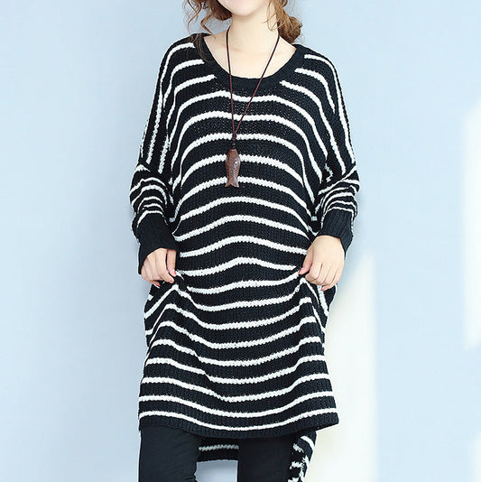 2025 black casual cozy sweater dresses low high plus size o neck knit pullover dress