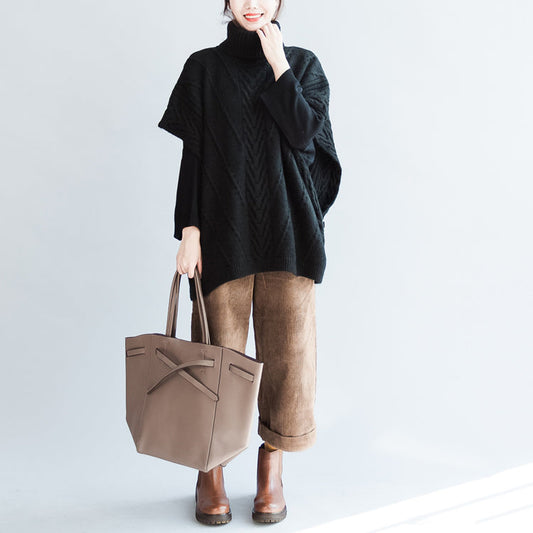 2025 cable knit sweater black fashion plus size cotton big Vest