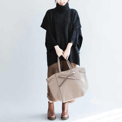 2025 cable knit sweater black fashion plus size cotton big Vest